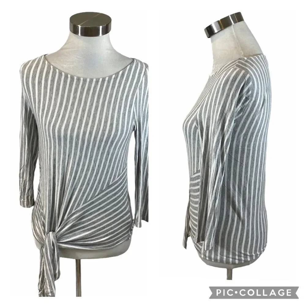 ModCloth Long Sleeved Side Knot Striped‎ T-Shirt Sm